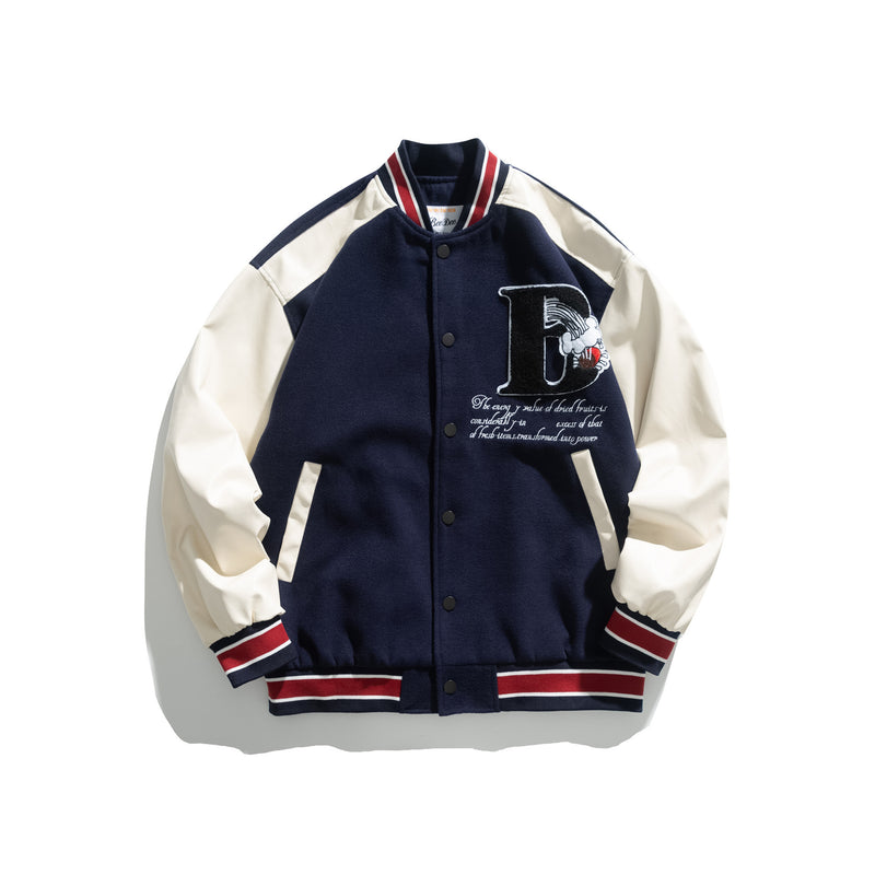 Letterman Jacket Outfit Senior Jackets Varsity Baseball Coat Loose Personality Jacket Leather Sleeve Coat