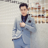 Seersucker Suit Men's Suit Three-Piece Suit Evening Gown