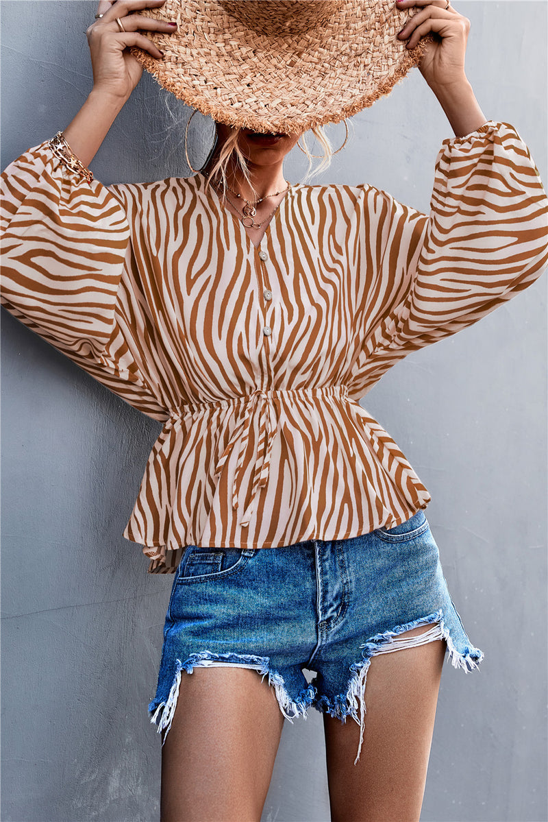 Zebra T Shirt V-neck Zebra Print