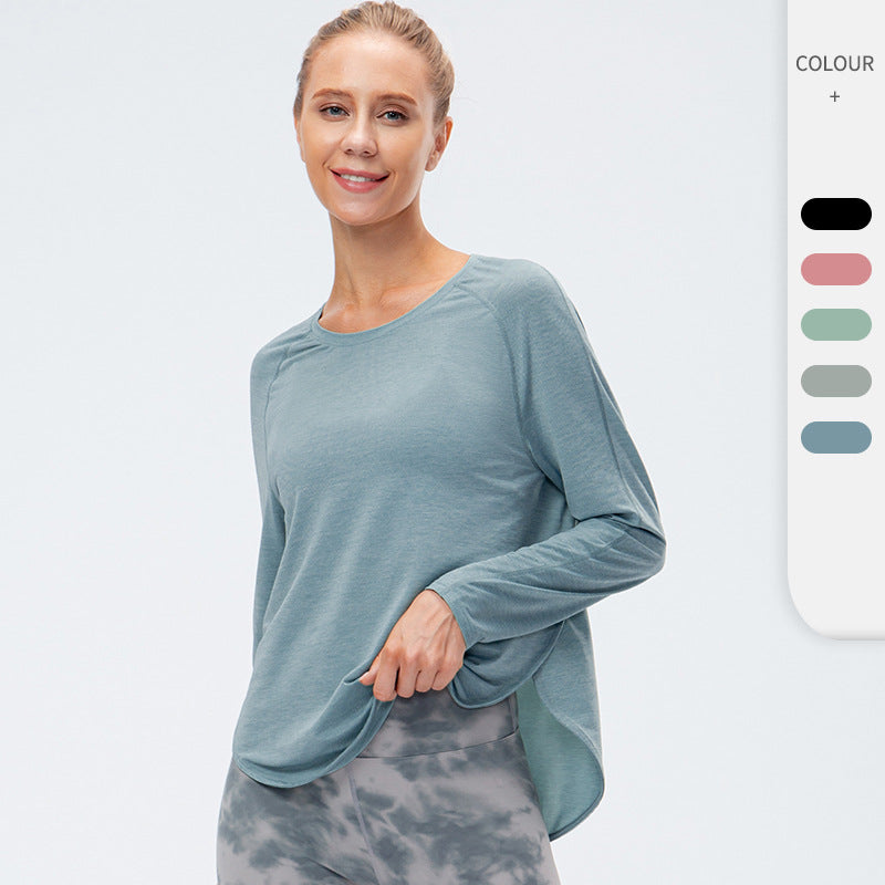 Moisture Wicking Shirts Women's Fall/Winter Yoga Wear Loose Slimming Running Sport Long Sleeve T-shirt