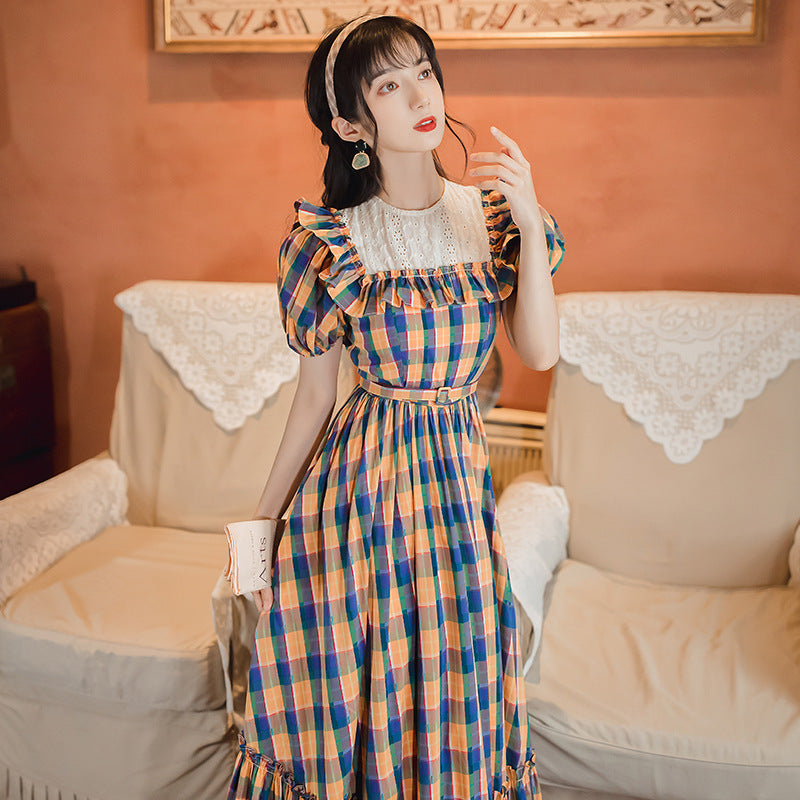 Women Cottagecore Dress Summer Puff Sleeve Dress