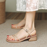 Nude Chunky Heel Roman Sandals