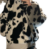 Women Dalmatian Coat Autumn and Winter Thickening Cows Pattern Coat Women Loose