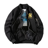 New York NYC Varsity Jacket Embroidered Baseball Uniform Thin Stand Collar Hooded Jacket