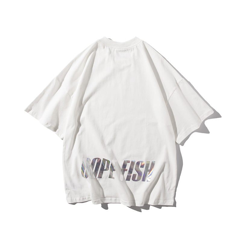 Men Tshirts Couple Loose and Simple Men's All-Matching Hip Hop Letters Half-Length Sleeves T-shirt
