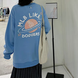 Yankees Spring Printed Round Neck Graffiti Cartoon Couple Sweater