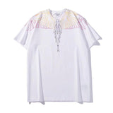 Marcelo Burlon T Shirt Color Line Wings Printing Short Sleeve T-shirt Men and Women Couple Loose Feather Half Sleeve