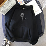 Black Rose Hoodie Autumn and Winter Fleece Sweater Line Rose Coat Hoodie