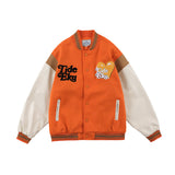 Blackair Jacket Men 'S Loose Casual Towel Embroidery Bear Jacket