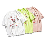 Men's T-shirt Love Bear Summer Casual Loose Cartoon Printed Short-Sleeved T-shirt Men Tee