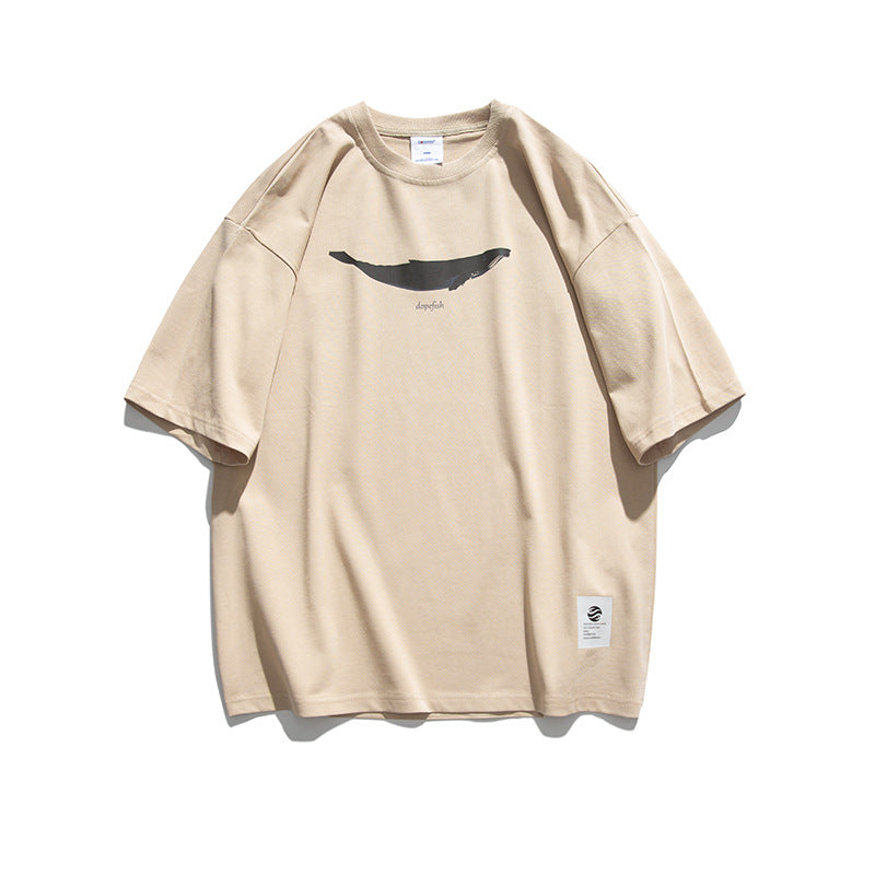 Men's T-shirt Summer Solid Color Printed Simple Casual Men's and Women's Short-Sleeved T-shirt Loose round Neck
