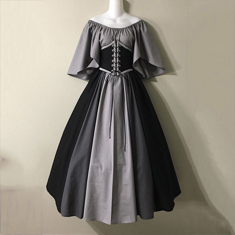 Vintage Empire Waist Dress Women's Patchwork Dress