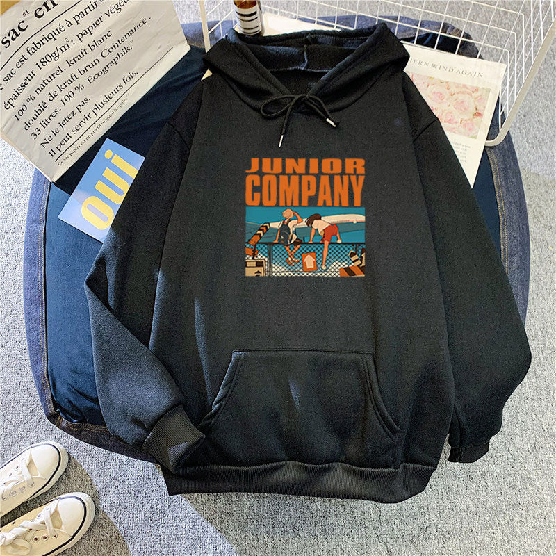 Slogan Graphic Hoodie Baggy Coat Velvet Padded Hooded Sweatshirt