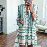 Beth Dutton Bohemian Dress Winter Autumn Midi Dresses Geometric Printed Maxi Dress