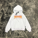 Thrasher T Shirt Loose Printed Elegant Flame Burning Sweater Fleece-Lined Couple Style