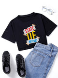 Beth Dutton Outfits State of Mind Pattern Short Version Navel-Exposed T-shirt