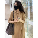 Work Dresses with Pockets Dress Fall/Winter New Hooded Sweater Dress