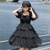Gothic Lolita Harajuku Style Clothing Three-Section Lolita Dress Sicilian Op Summer Elegant Retro Chiffon Dress