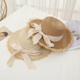Straw Hat Bow Straw Hat Summer Outdoor Sun Protection Seaside Beach Hat
