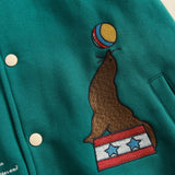 Letterman Jacket Outfit Senior Jackets Varsity Baseball Coat Cartoon Color Contrast Patchwork Baseball Uniform Men
