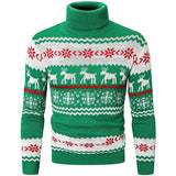 Ugly Christmas Sweater Turtleneck Sweater Autumn and Winter Elk Pattern Sweater