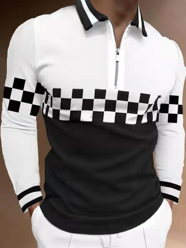 Polo Shirts Autumn Stitching Polo Shirt Men's Casual Loose
