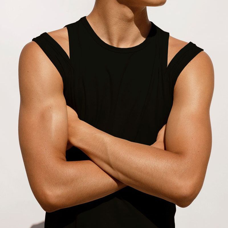 Rave Outfits Mens Vest Color Matching Irregular
