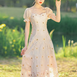 Women cottagecore Dress Sweet Dress Summer Temperament Long Skirt