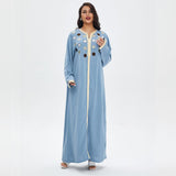 Muslim Women Stylish Kashibo Abaya Muslim Ladies Long Gown Islamic Clothing Jilbab Jalabiya Casual Loose Solid Color Dress