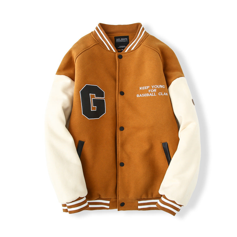Yankees Letter Jacket Baseball Uniform Cotton-Padded Jacket Men's and Women's Spring and Autumn Loose Patchwork Top