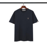Shark Print T Shirt Embroidered Ape Head Short Sleeve Cotton T-shirt