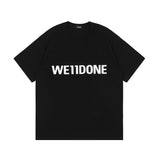 We11done T Shirt Summer Hot Silver Three-Dimensional Letters Men's and Women's round Neck Short Sleeve Cotton