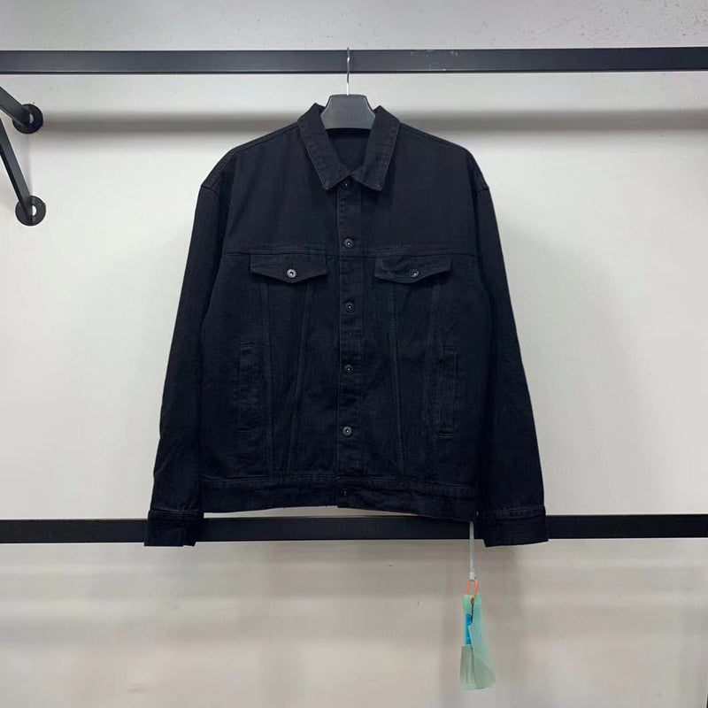 Off White Winter Coat Autumn and Winter Square Arrow Gilding Patterned Denim Jacket Men and Women