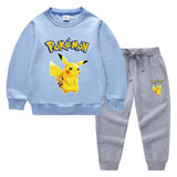 Children Pokemon Pikachu Hoodie & Pant Set Two-Piece Baby Cotton Sweater Set