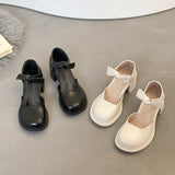 Nude Pumps Block Heel Vintage High Heels Black Bow Leather Shoes