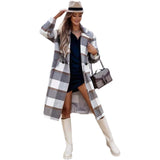 Beth Dutton Outfits Autumn and Winter Check Mid-Length Coat Lapel Button Woolen Coat