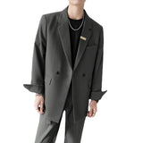 Seersucker Suit Loose-Fitting Casual Suit Suit