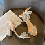Nude Pumps Block Heel Sandals