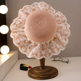 Straw Hat Mesh Little Daisy Seaside Beach Hat Princess Hat Children's Straw Hat