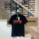 Thrasher T Shirt Thrasher Black Flame Print Loose Short Sleeve