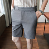 Men Shorts Slim-Fit Solid Color Casual Shorts