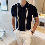 Men Polo Shirts Slim Fit Stretch Polo Collar Top T-shirt