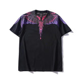 Marcelo Burlon T Shirt Purple Wings Feather Short Sleeve T-shirt Loose Version Couple's Tops Men and Women Half Sleeve