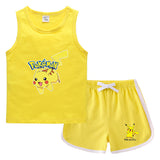 Children Pokemon Pikachu Tshirts & Shorts Casual Sweat Wicking Suit Neutral