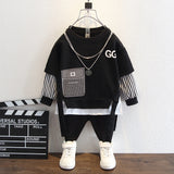 Toddler Boys Sweater Boys' Suit Spring Wear Hoodie Two-Piece Set