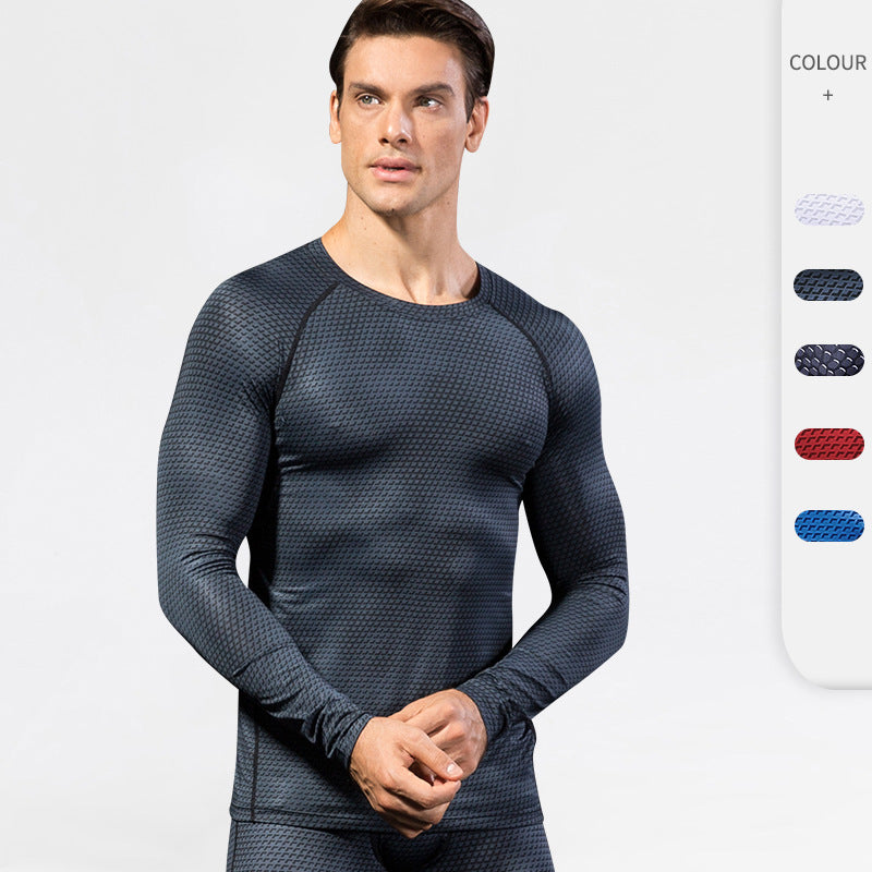 Moisture Wicking Shirts Men's 3D Printing Fitness Running Training Long Sleeve Elastic Wicking Quick Drying Clothes