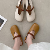 Nude Pumps Block Heel Summer Leather Shoes