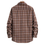 Mens Flannel Jacket Men's Plaid Shirt Stylish Loose plus Size Brushed Shirt Men