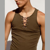 Rave Outfits Mens Vest Stretch Slim Round Neck T-shirt