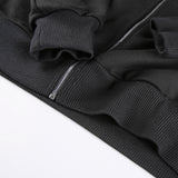 Skeleton Hoodie Sternum Rhinestone Zipper Hooded Loose Sweater